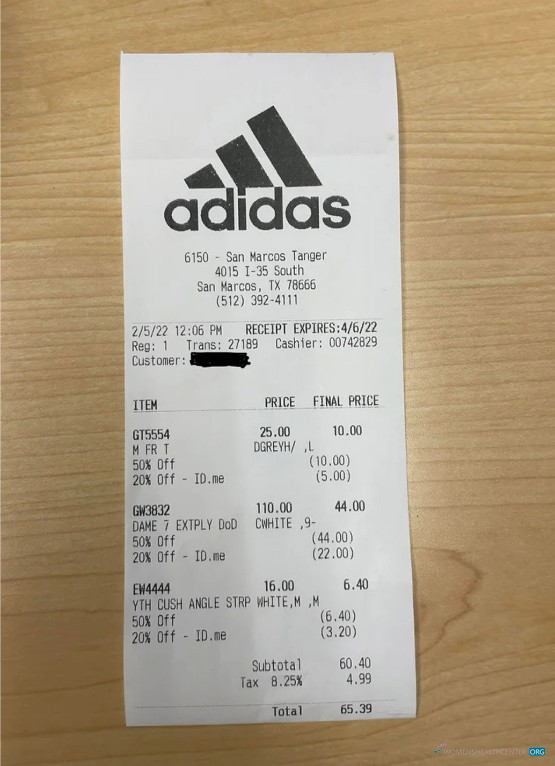 Download USA Adidas payment receipt Photoshop template
